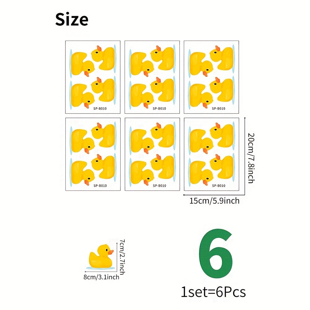 6Pcs Yellow Duck Bathtub Stickers Waterproof Bathroom Stickers