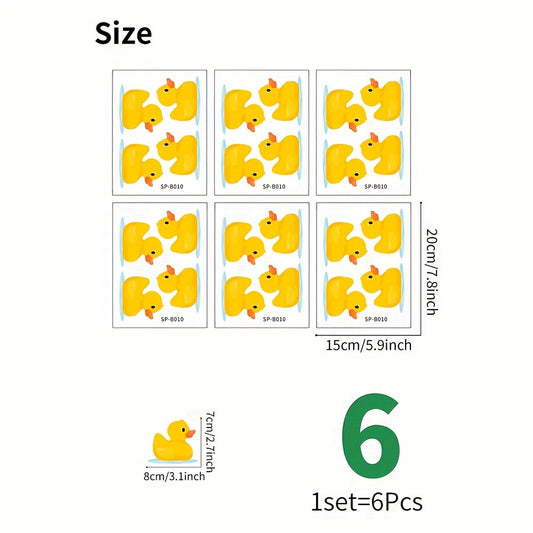 6Pcs Yellow Duck Bathtub Stickers Waterproof Bathroom Stickers