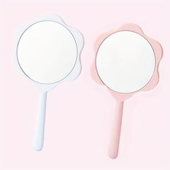2pcs Cartoon Print Hand Mirror Floral Makeup Vanity Mirror for Girls Women Gift