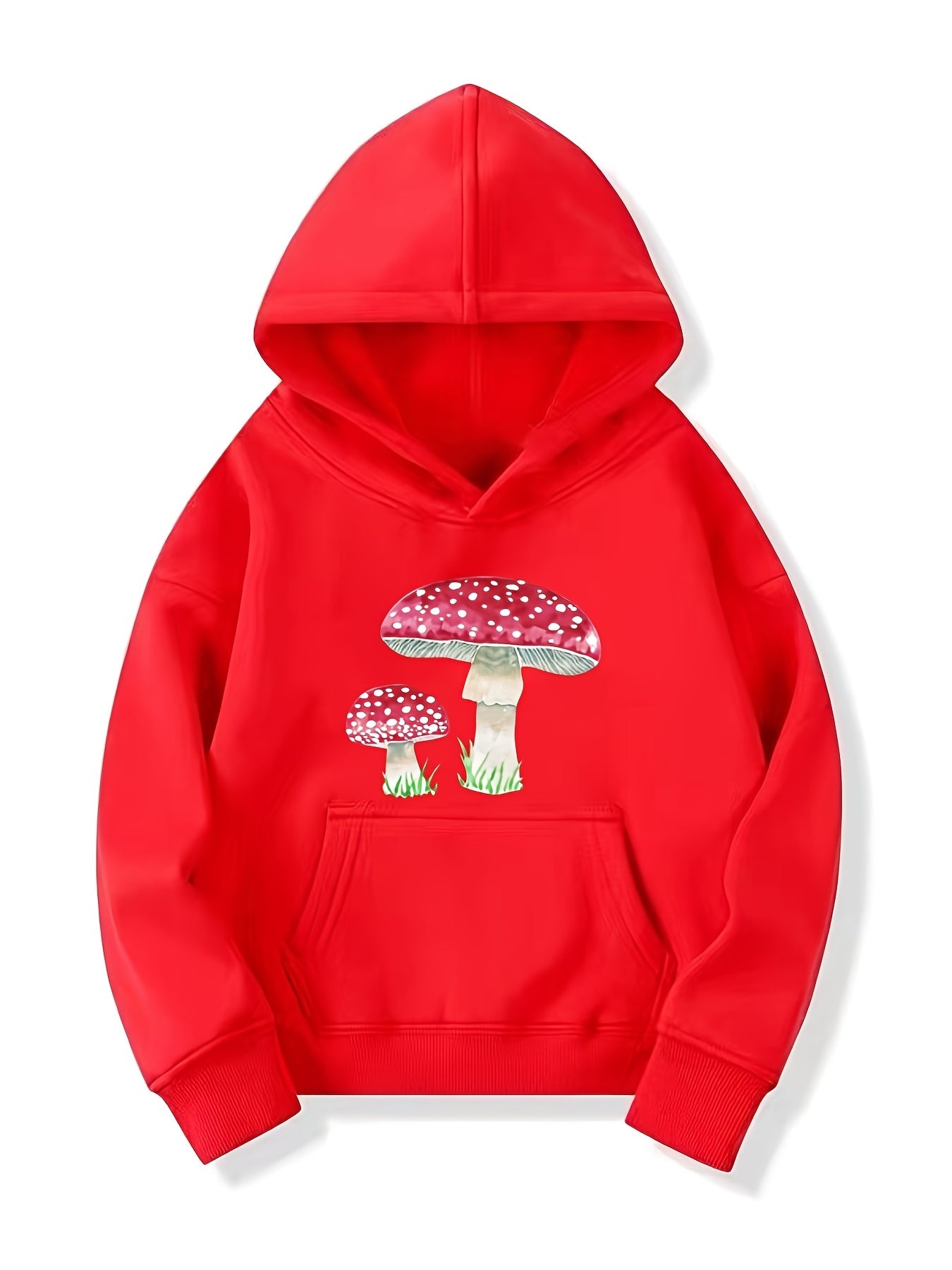 Girls Mushroom Print Hooded Sweatshirt Top Long Sleeve Hoodie Pullovers