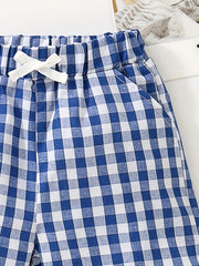 Boys Plaid Casual Shorts Comfortable Breathable For Summer Kids Clothes