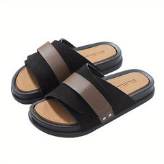 Men's Dull Polished Slip On Outdoor Slides Summer Slippers