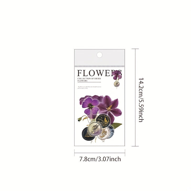 40pcs Dried Flower Collection PET Sticker Pack, Journal Decoration Material