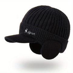 Winter Men's Earmuffs Warm Knitted Wool Cap Outdoor Cycling