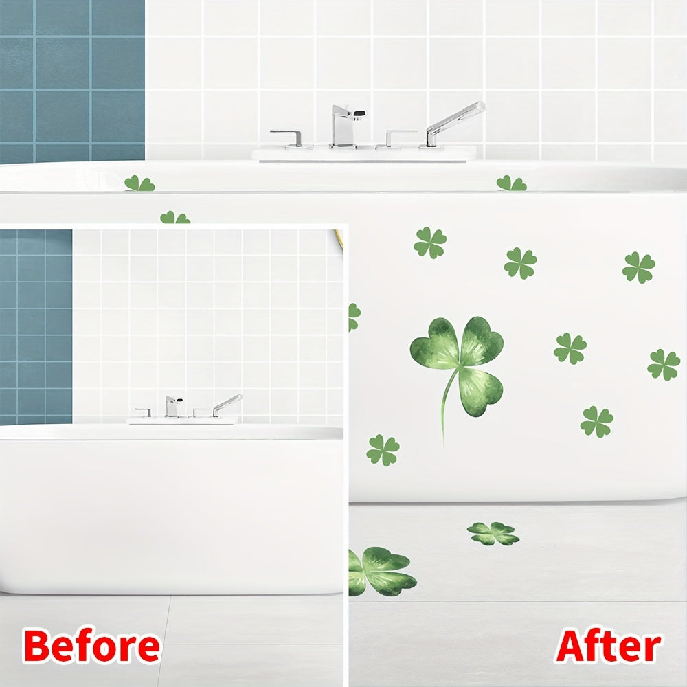 6Pcs Anti Slip Bathtub Stickers Four Leaf Clover Pattern