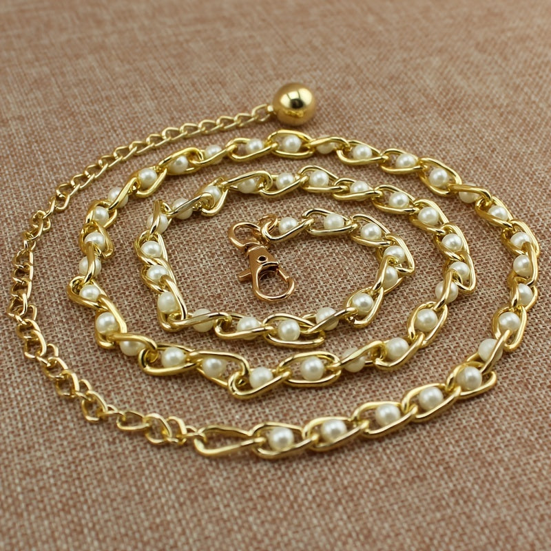 Pearl Waist Chain Women's Decorative Belt Skirt Dress Thin Belt