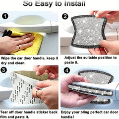 8Pcs Rhinestone Car Door Handle Stickers