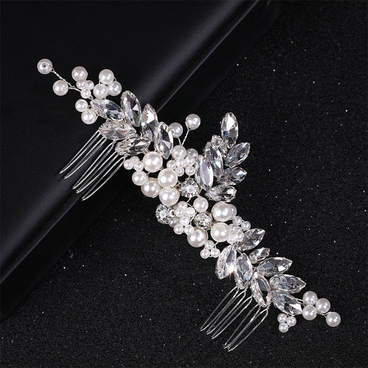 Bride Rhinestone Pearl Comb Wedding Headwear