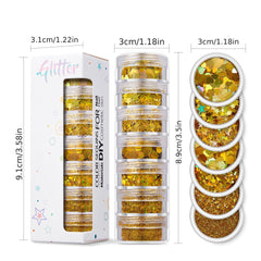 7 Bottle Set Chunky & Fine Glitter Mix Iridescent Makeup Glitter