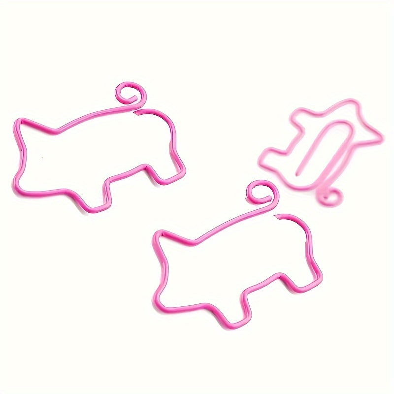 20pcs Pink Piggy Paper Clip Animal Shape Bookmark