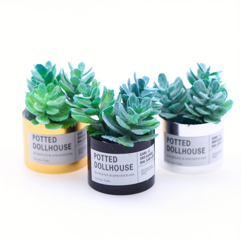 3pcs Mini Succulent Potted Plants DIY Mini Garden