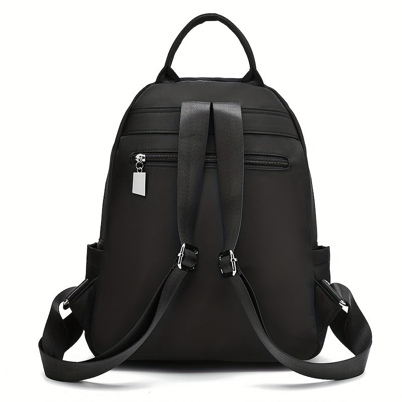 Nylon Backpack Zipper Front Travel Daypack Casual Student Schoolbag