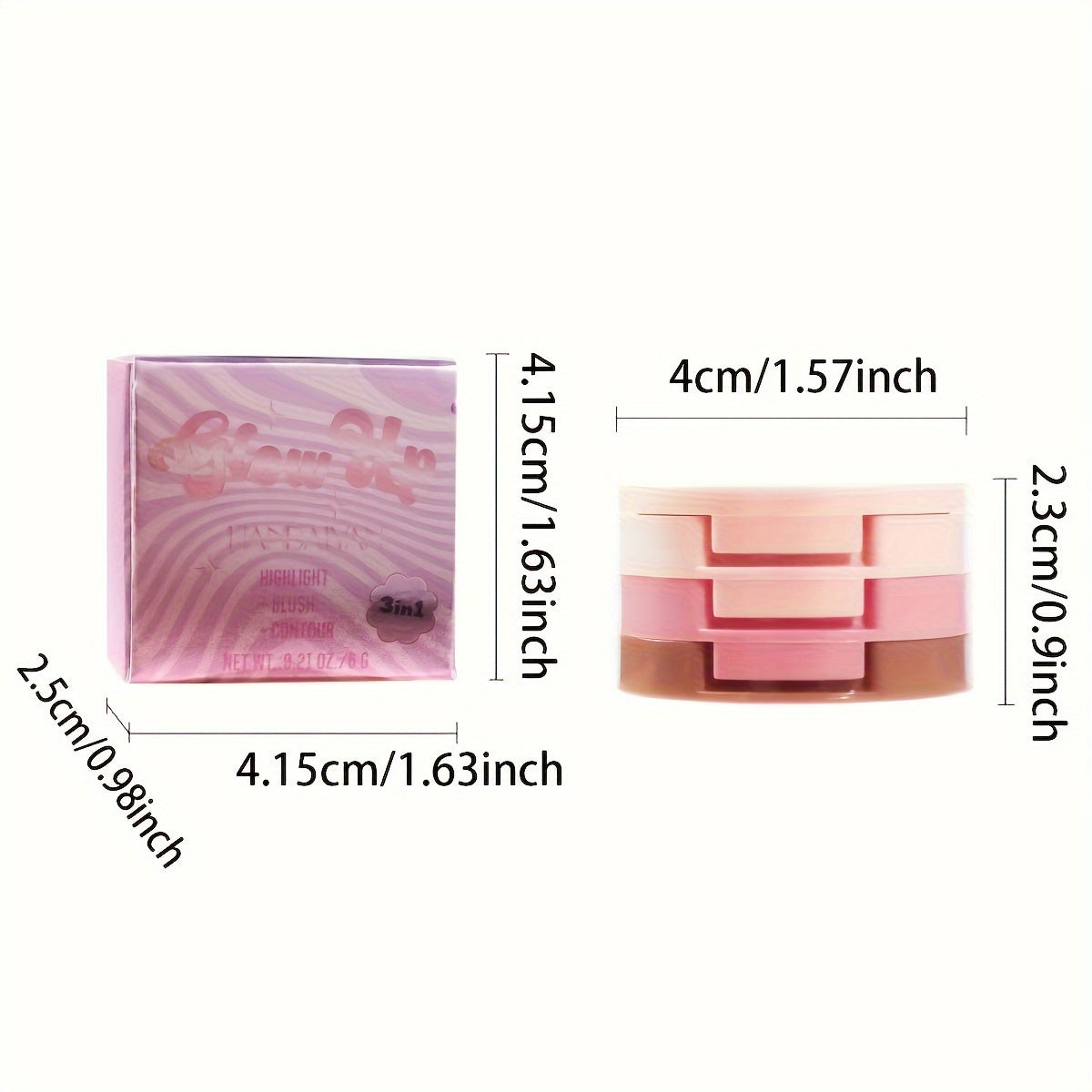 3-in-1 Contour Highlight Blush Palette Face Brightening Matte Eye Shadow