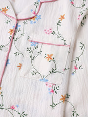 Floral Print Pajama Set Long Sleeve Top & Pants Women's Sleepwear