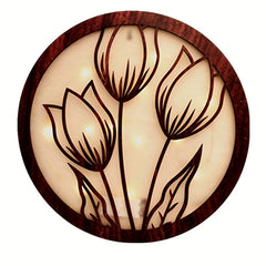 LED Lights Wooden Board Wall Stickers Magnolia Night Light