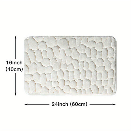 Memory Foam Bath Rug Cobblestone Embossed Non Slip Soft Shower Room