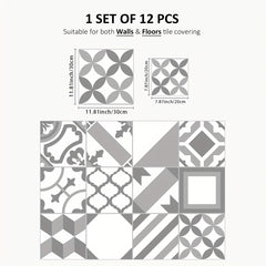 12pcs Small Fresh Floor Stickers Self-adhesive Waterproof Non-slip Wall Stickers