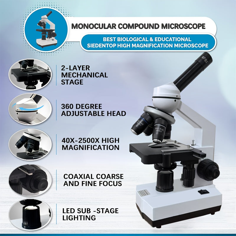 Upgraded 195 Four Port Compound Microscope 2500X Magnification