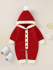 Hooded Knitted Sweater Romper for Infants