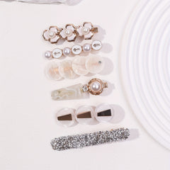 6pcs Pearl Flower Hair Clips Bobby Pin Hair Slides Non Slip Hair Decoration