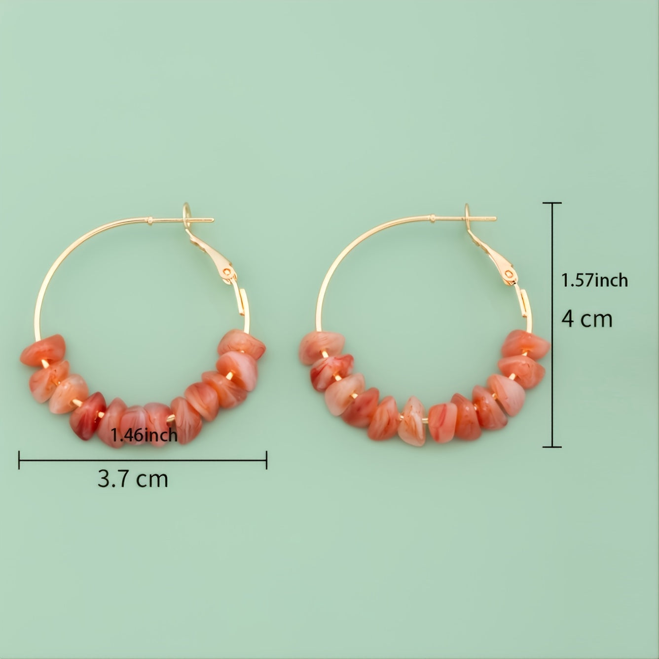 Red Coral Acrylic Round Earrings 14K Plated
