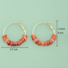 Red Coral Acrylic Round Earrings 14K Plated