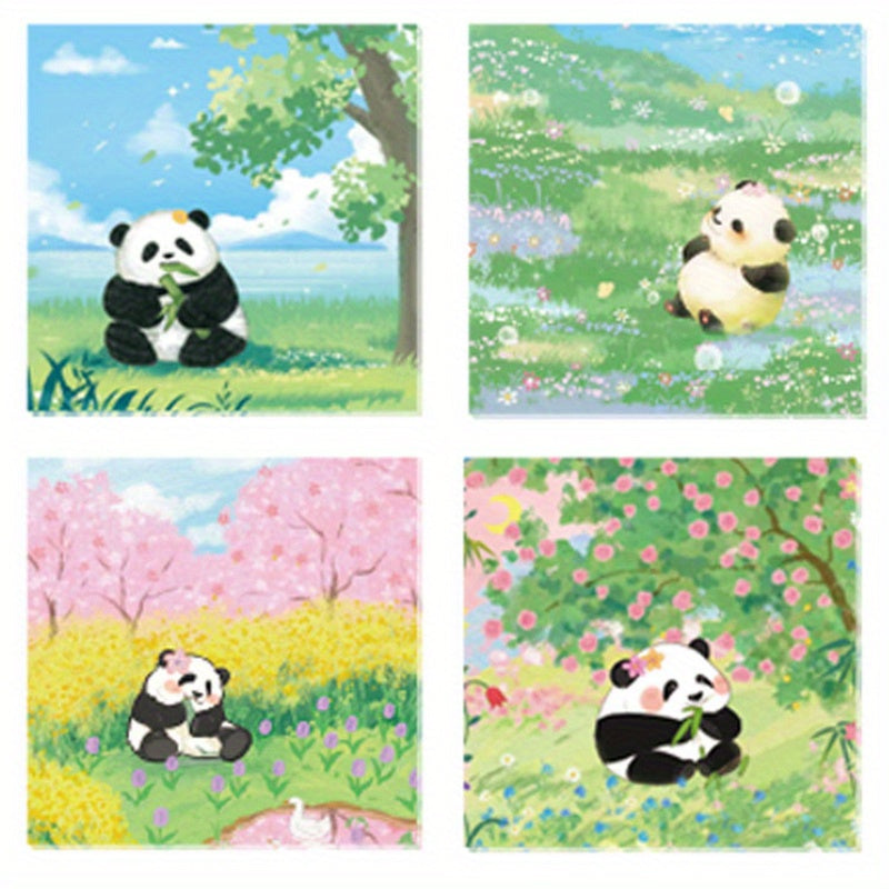4 Pack Panda Pattern Sticky Notes 16 Unique Designs 80 Sheets