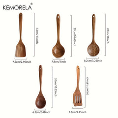 5pcs Wooden Cooking Spoon Set for Effortless Meal Prep