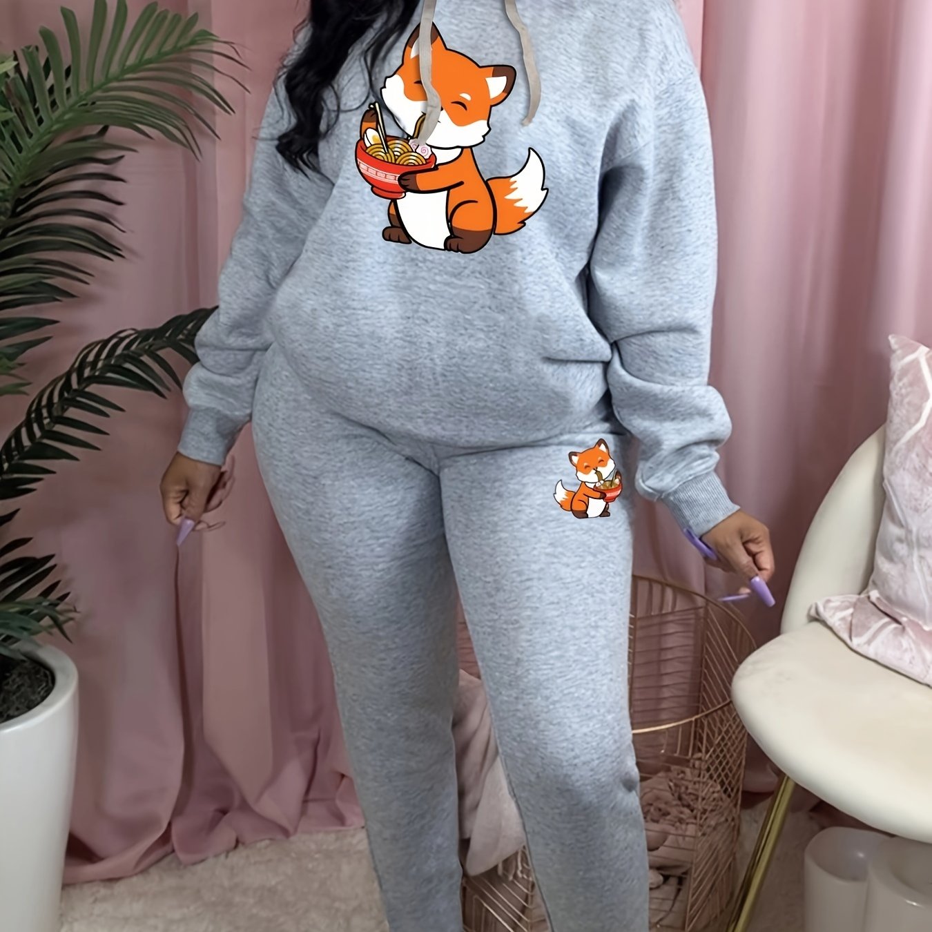  Fox Hoodie & Sweatpants Outfit Set
