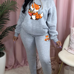  Fox Hoodie & Sweatpants Outfit Set