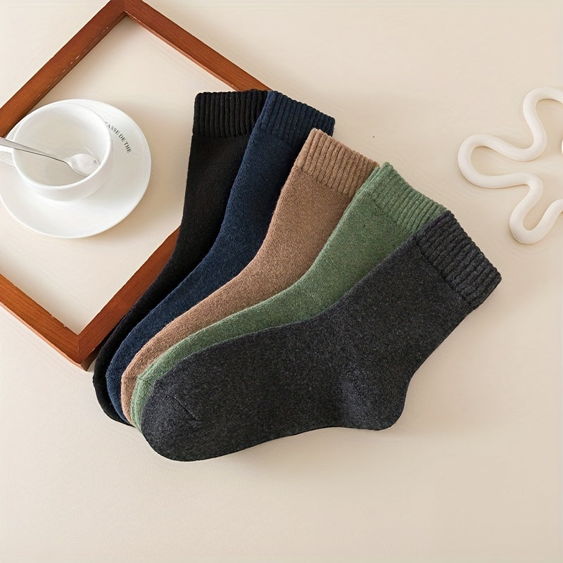 Boys Casual Thickened Crew Socks for Autumn Winter, 8 Pairs