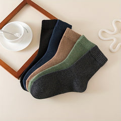 Boys Casual Thickened Crew Socks for Autumn Winter, 8 Pairs