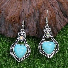 Vintage Silver Turquoise Earrings Necklace Set