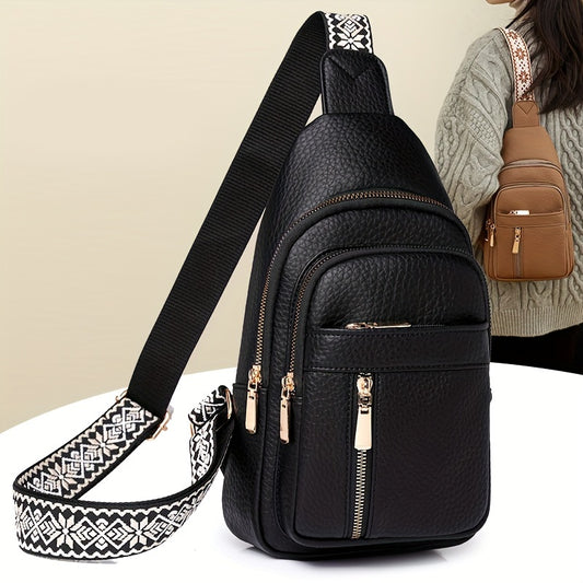 Women's Vintage Chest Bag PU Leather Crossbody Bag