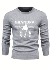 Grandpa Print Men's Casual Warm Mid Stretch Crew Neck Pullover Sweater