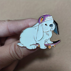 Skateboard Rabbit Enamel Animal Brooch Pin Clothing Bag Hat Accessories
