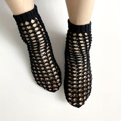 Solid Fishnet Socks Hollow Out Crew Stockings