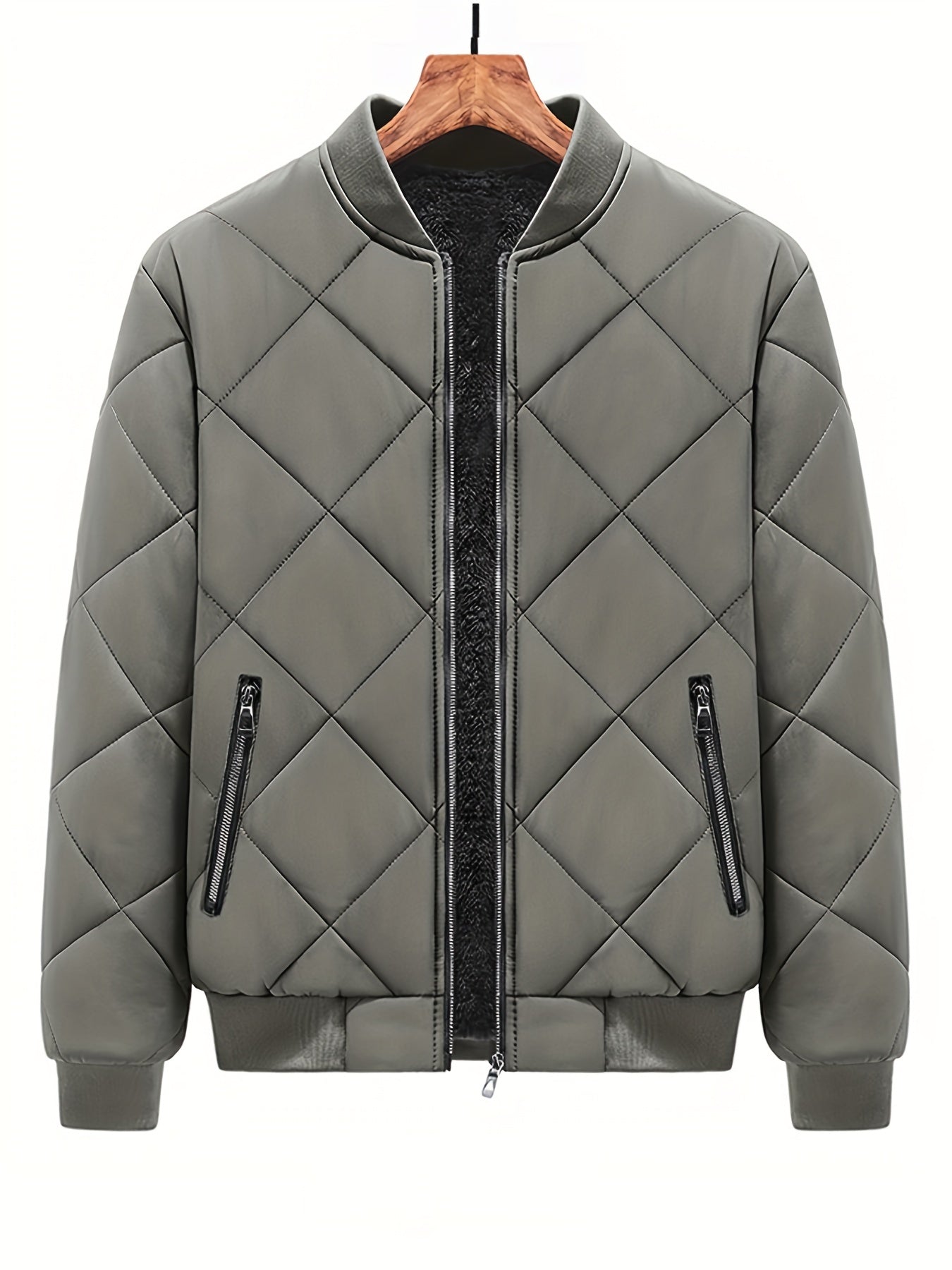 Men's Warm Fleece Baseball Collar Zip Up Jacket Coat