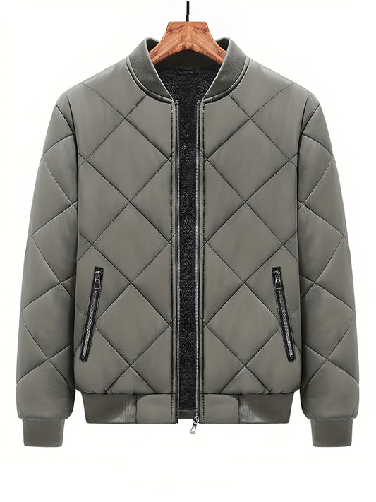 Men's Warm Fleece Baseball Collar Zip Up Jacket Coat