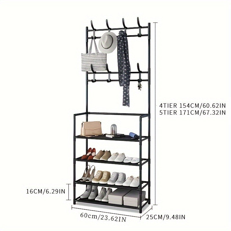 Coat Rack With Shoe Storage Shelf Freestanding Garment Rack