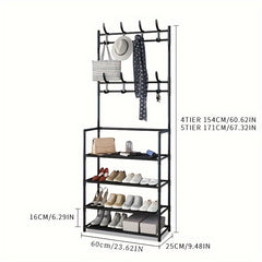 Coat Rack With Shoe Storage Shelf Freestanding Garment Rack