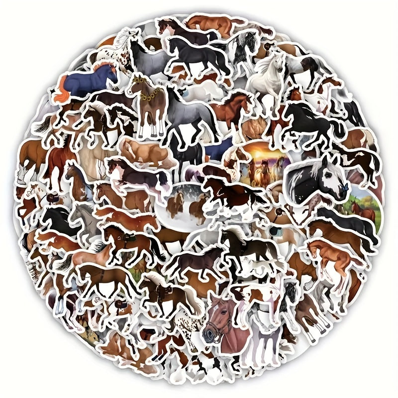 50pcs Horse Realistic Stickers for Water Bottle Laptop Luggage