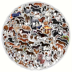 50pcs Horse Realistic Stickers for Water Bottle Laptop Luggage