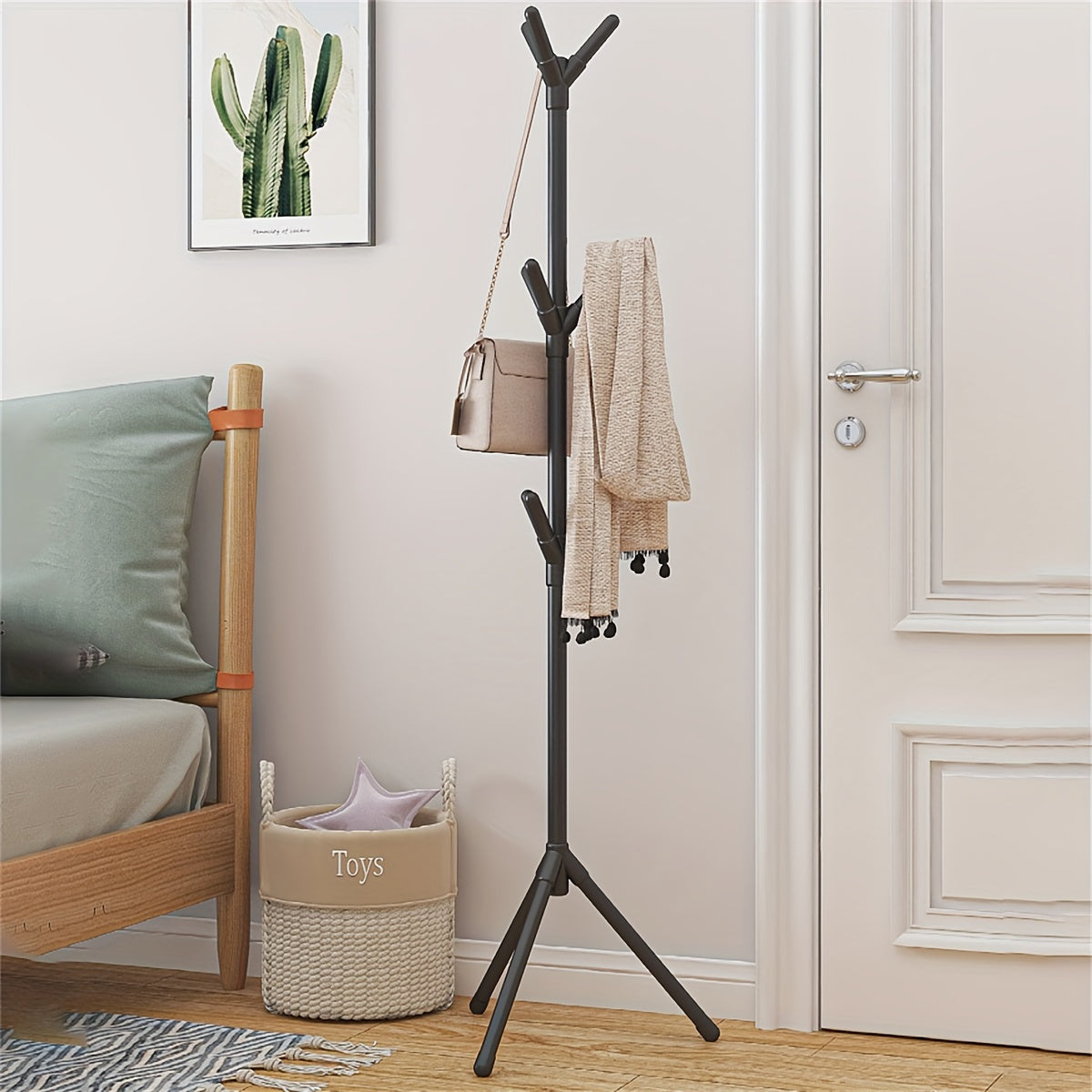 Easy Assemble Freestanding Coat Rack Iron Bedroom Hallway Creative Vertical