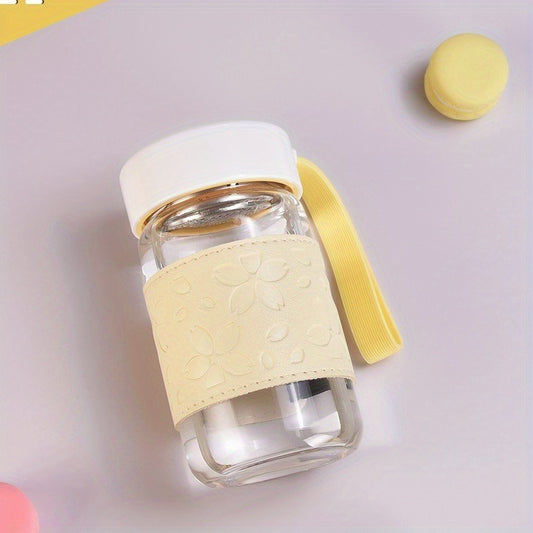 Heat Resistant Glass Bottle With Leather Cup Holder