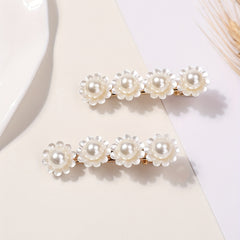 Faux Pearl Flower Hair Clip Duck Billed Clip