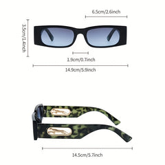 Leopard Rectangle Sunglasses Retro 90s Vintage UV400 Sun Shades