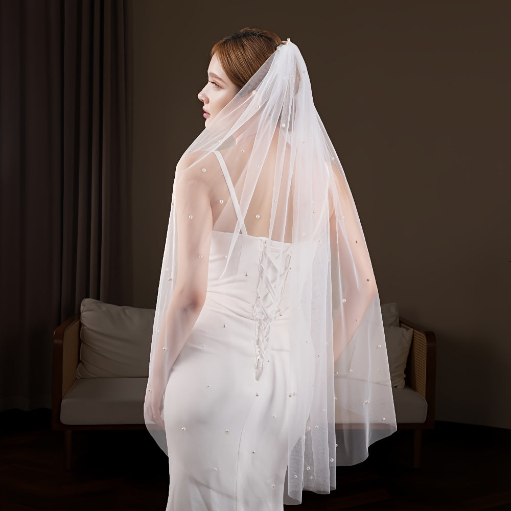1 Meter Long Wedding Veil with Hair Comb Sheer Tulle Bridal Accessory