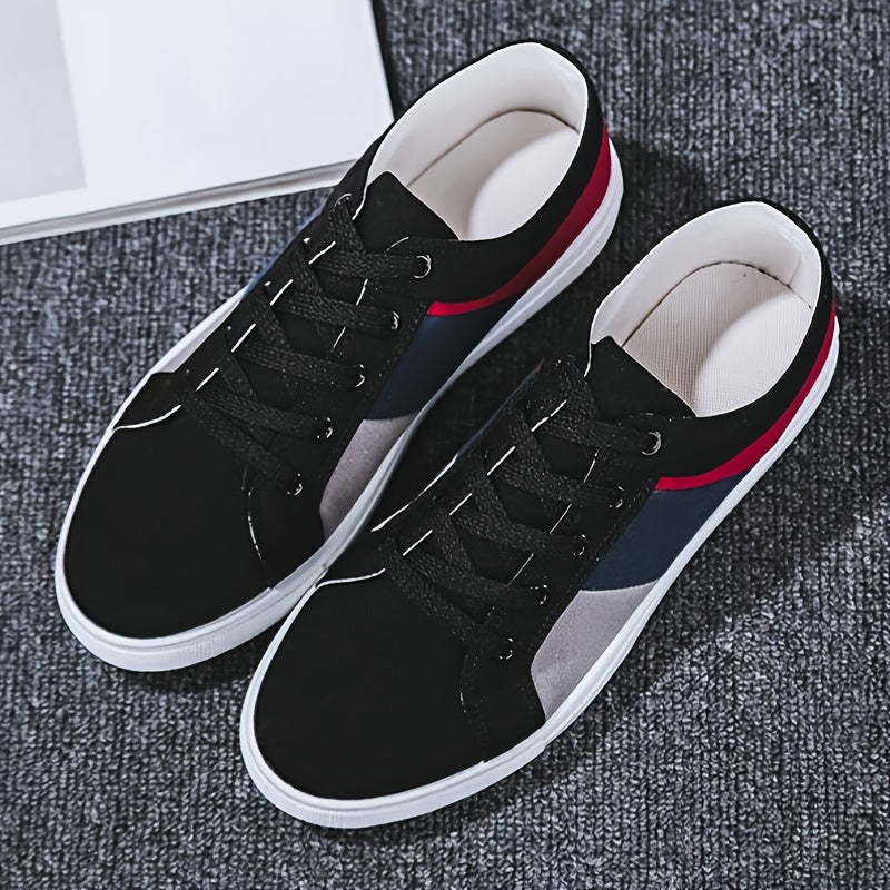 Men's Colorblock Canvas Lace-up Skate Shoes Walking Sneakers