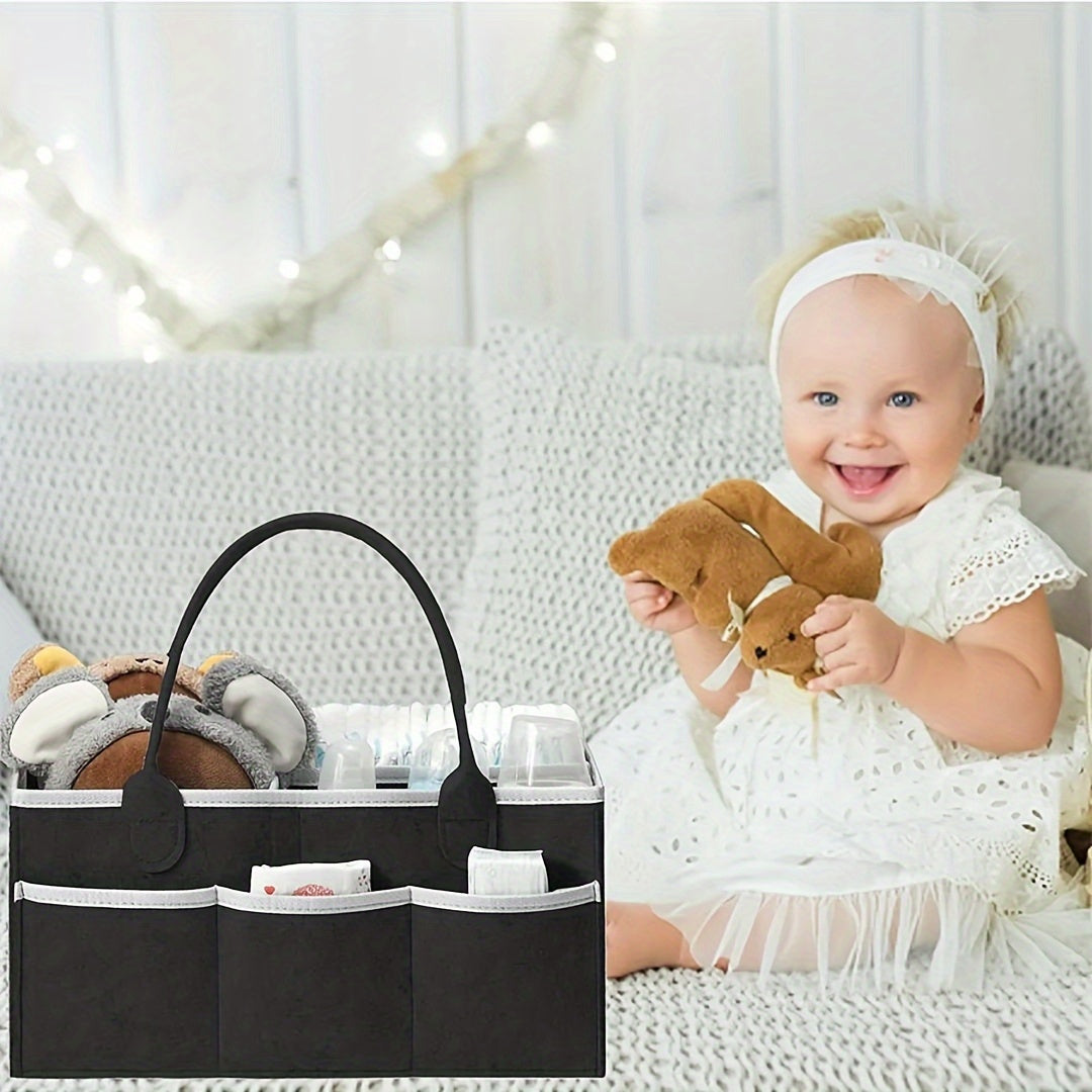 Large Felt Diaper Storage Bag - Durable & Versatile - Perfect Parents' Gift